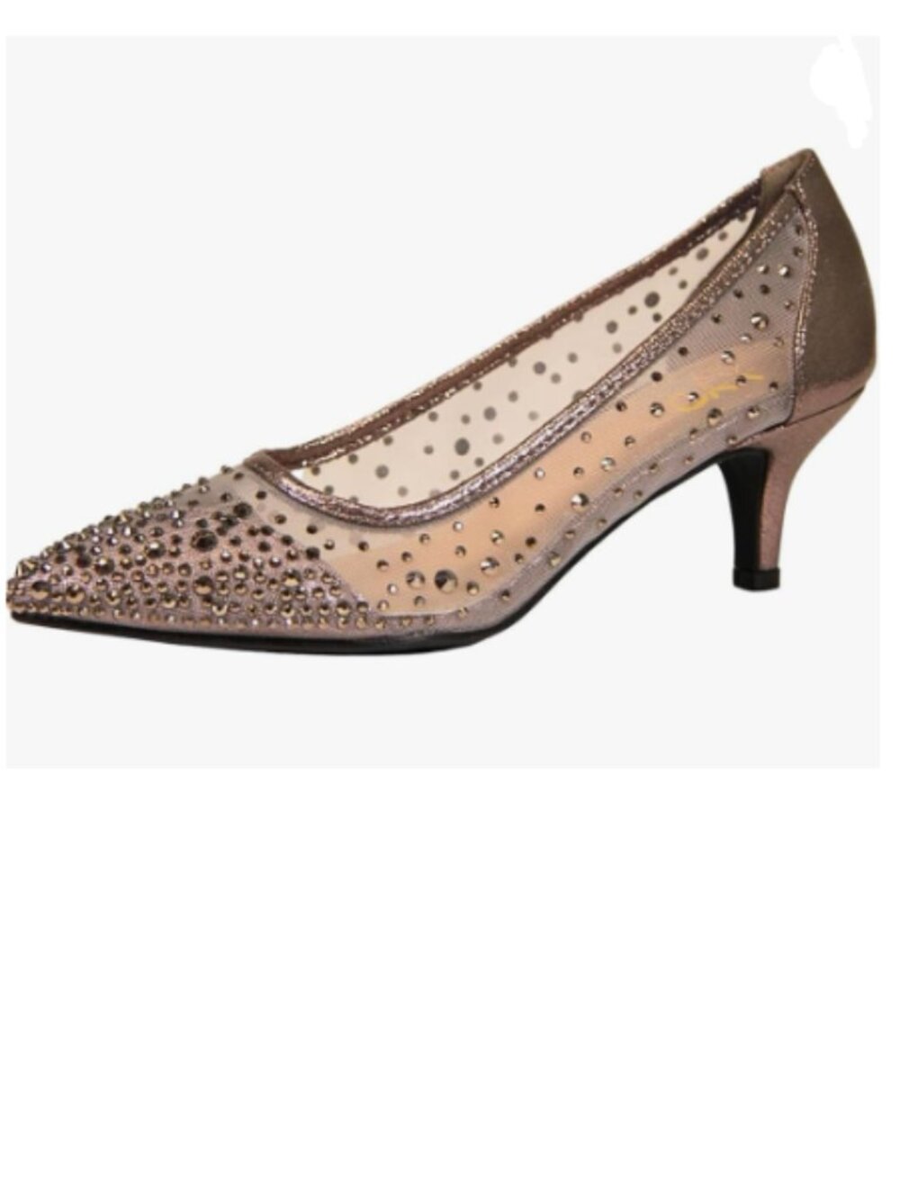 XYD Pewter Pointed Toe Slip On Mesh Pumps Studs Comfy Kitten Heels Shoes